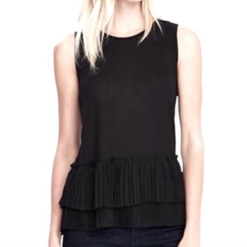 Banana Republic black tank with pleated peplum details size XS